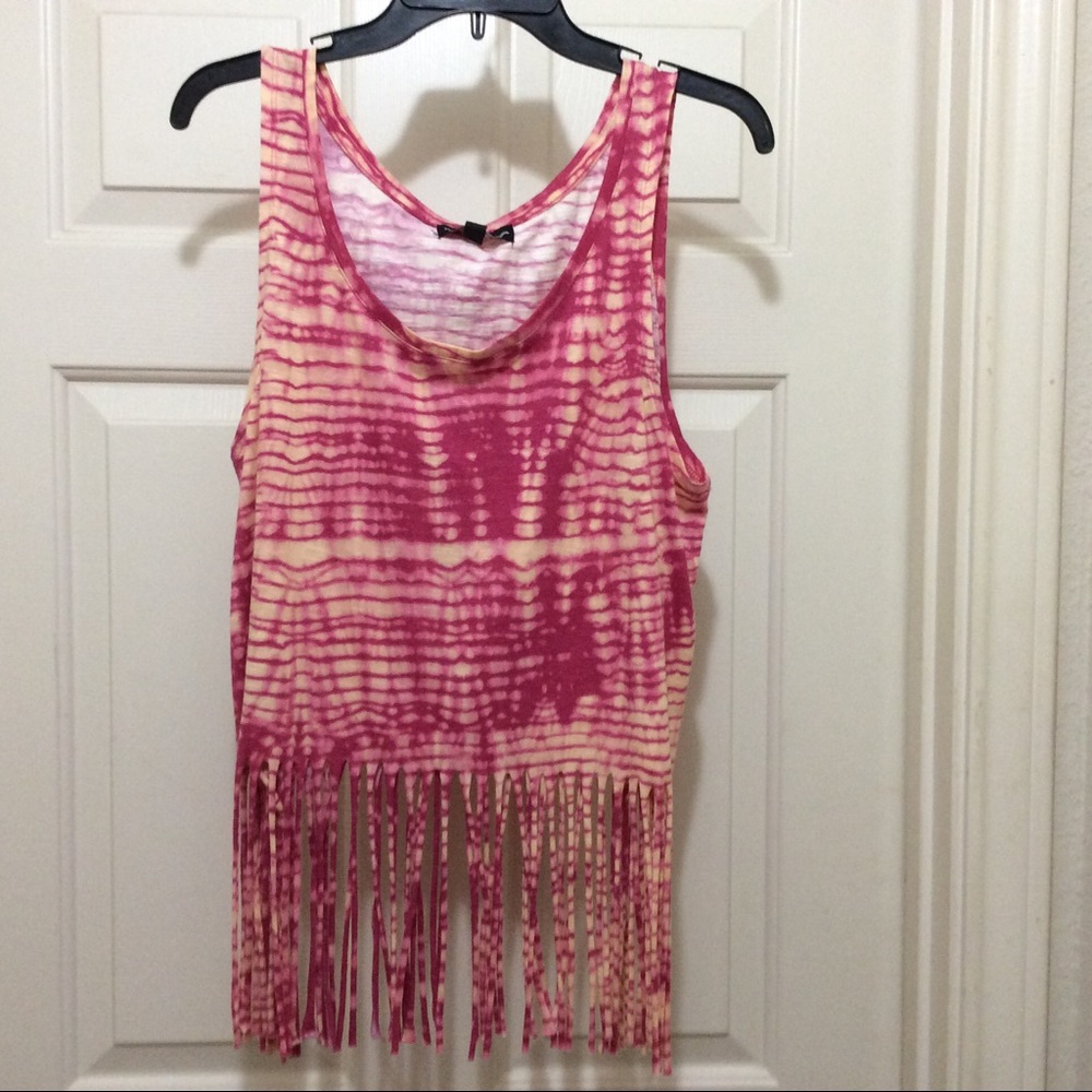 New Mason Mackenzie pink fringed tank top L and XL